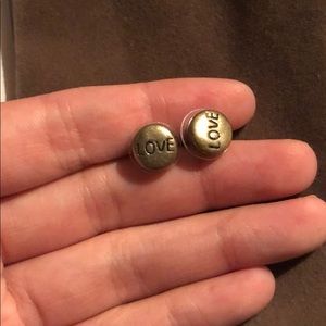 Silver LOVE stud earrings
